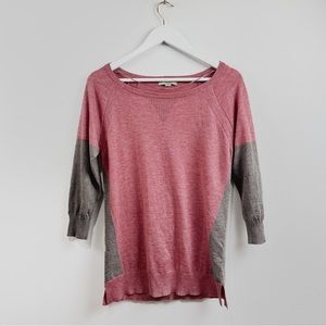 OneA Women’s Knit Sweater Pink Gray 3/4 Sleeve Size Medium